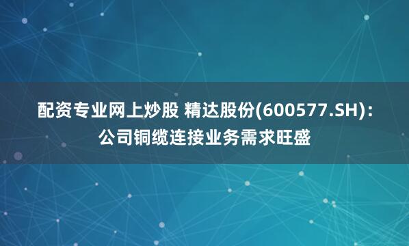 配资专业网上炒股 精达股份(600577.SH)：公司铜缆连接业务需求旺盛