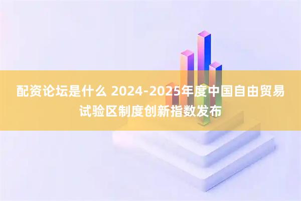 配资论坛是什么 2024-2025年度中国自由贸易试验区制度创新指数发布